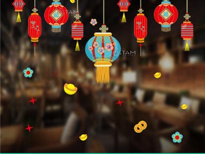 Decal dán kính trang trí Tết loại không keo HL-XNTZ-035